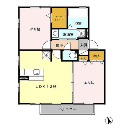 フレスカ I/II/III/IV(2LDK/2階)の間取り写真