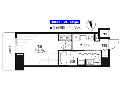 ステージグランデ芝大門(1K/6階)の間取り写真