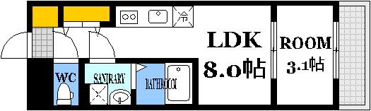 S-MOVE庚午北(1LDK/4階)の間取り写真
