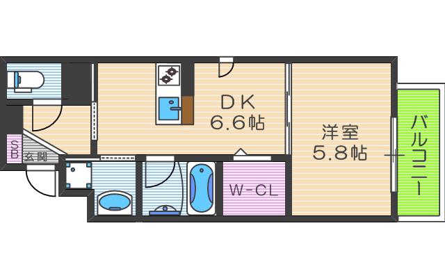 アザレア梅田(1DK/8階)の間取り写真