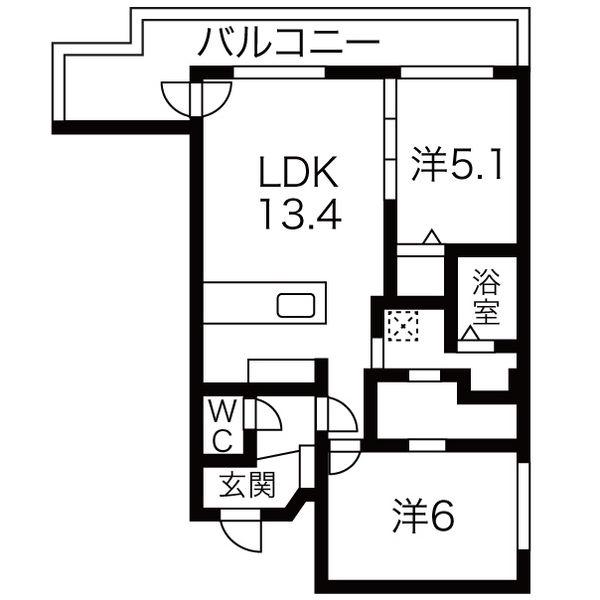 ASSE円山桜並木(2LDK/4階)の間取り写真