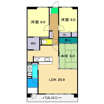 アルファステイツ御座(3LDK/10階)の間取り写真