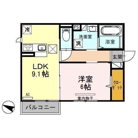 スカイメゾン(1LDK/1階)の間取り写真