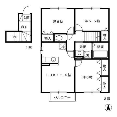 グラン・メルヴェイユ(1LDK/3階)の間取り写真