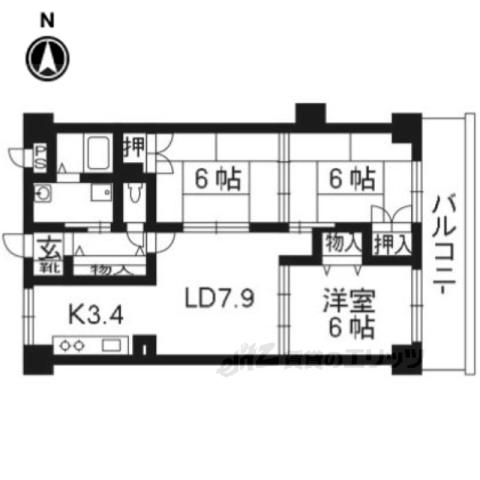 アバンサール天神川(3LDK/1階)の間取り写真