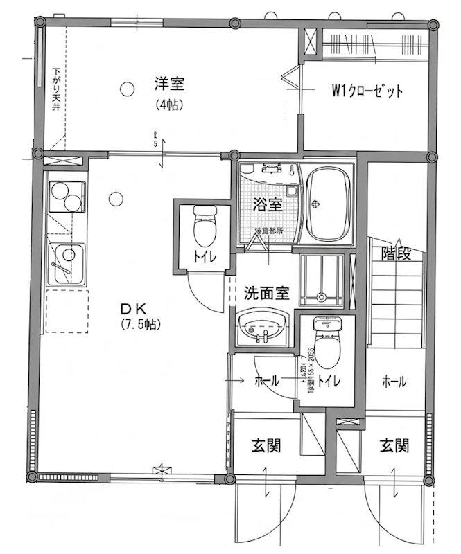 コンフォート双葉III(1DK/1階)の間取り写真
