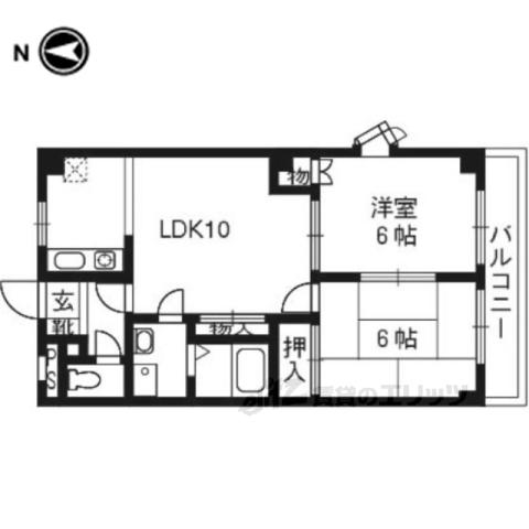 プリベール上桂(2LDK/3階)の間取り写真