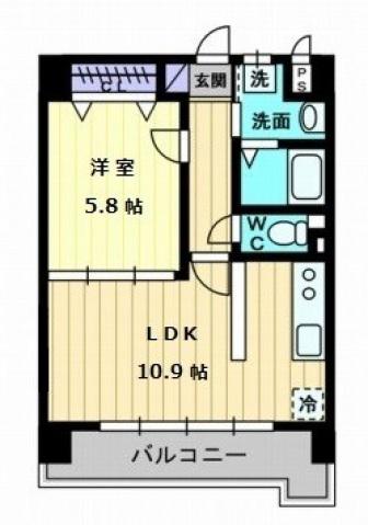 パルテールAISHIN(1LDK/5階)の間取り写真