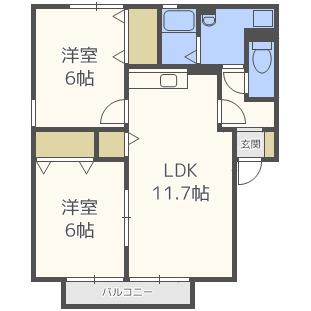 ラフィーヌ(2LDK/2階)の間取り写真