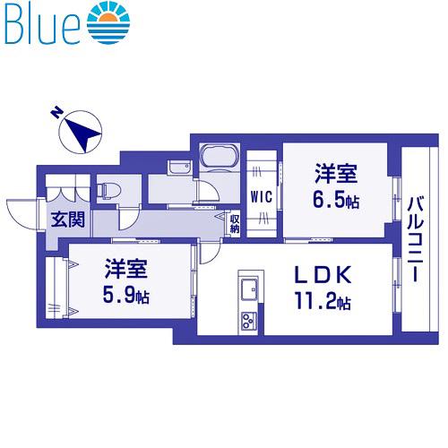 フェリーチェ北鎌倉(2LDK/1階)の間取り写真