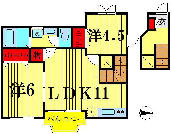 プリマベーラ(2LDK/2階)の間取り写真