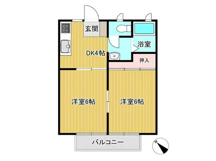 深町ハイツ(2DK/1階)の間取り写真