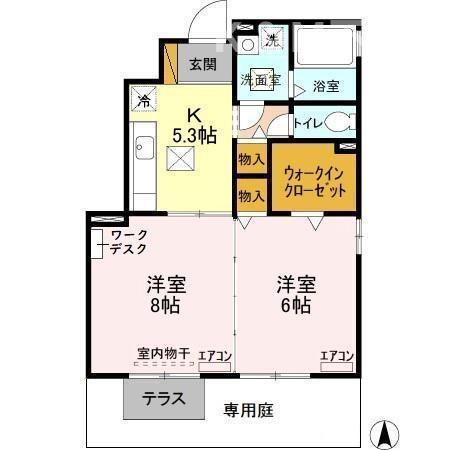 グリーンヴィラカラビナN(2K/1階)の間取り写真