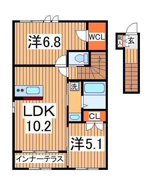 アールUⅡ(2LDK/2階)の間取り写真