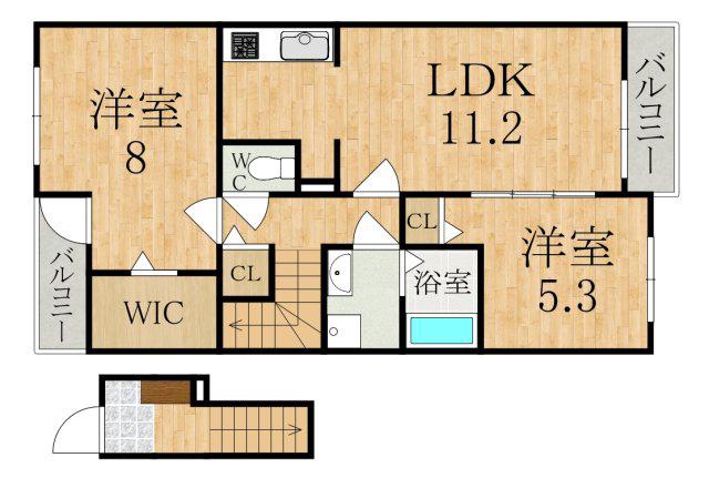 セレンディピティ III(2LDK/2階)の間取り写真