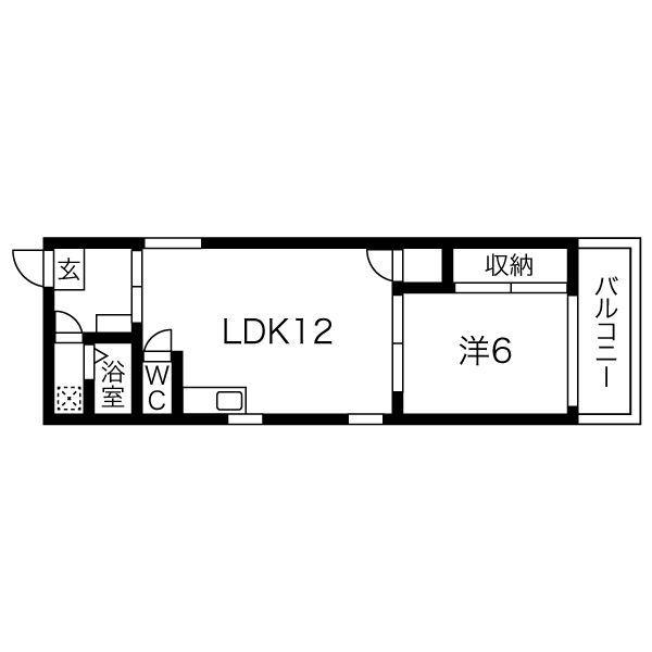 グリーンハイツII(1LDK/1階)の間取り写真
