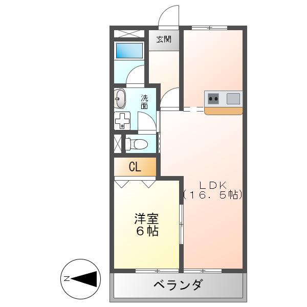 コーポセンゴウC(1LDK/2階)の間取り写真