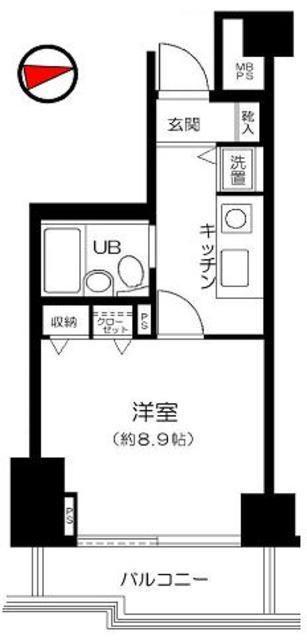 東急ドエルアルス早稲田(1K/4階)の間取り写真