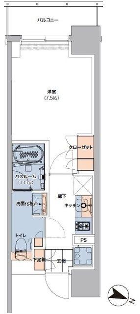 ボヌールステージ笹塚(1K/11階)の間取り写真