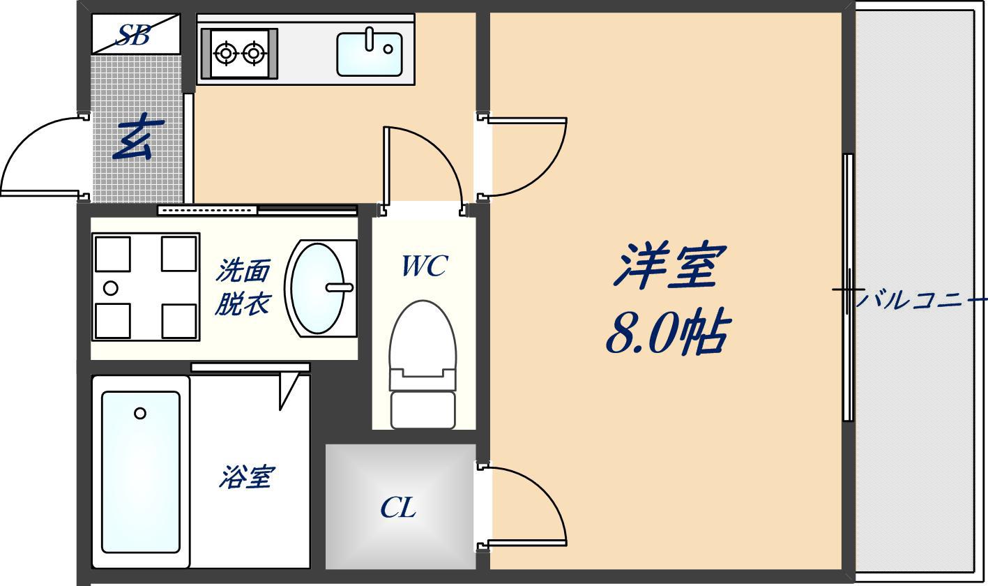 KTIレジデンス若江岩田(1K/2階)の間取り写真