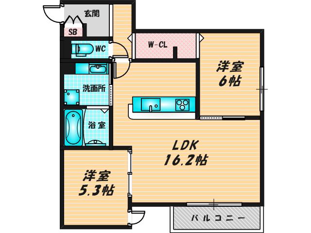 アン シャンテ(2LDK/1階)の間取り写真