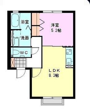 メゾン・ボヌールA(1LDK/2階)の間取り写真
