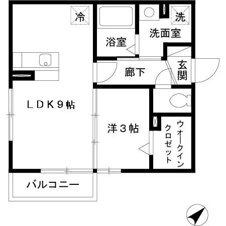 エトワール久原(1LDK/1階)の間取り写真