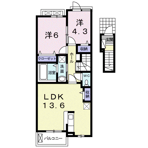 SUNNY MAISON III(2LDK/2階)の間取り写真