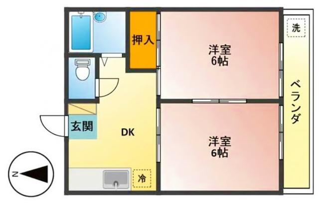 エステート田園(2DK/2階)の間取り写真
