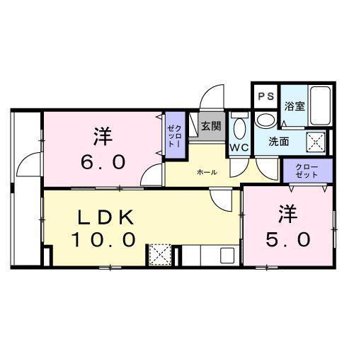 ヴィラ オーブ - K(2LDK/3階)の間取り写真