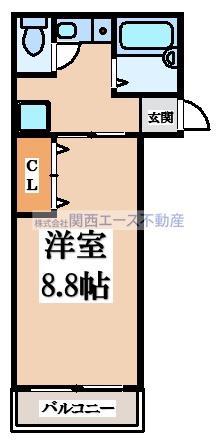 カーサ忍ヶ丘(1K/1階)の間取り写真
