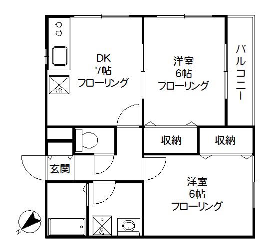 K・HOUSEI(2DK/2階)の間取り写真