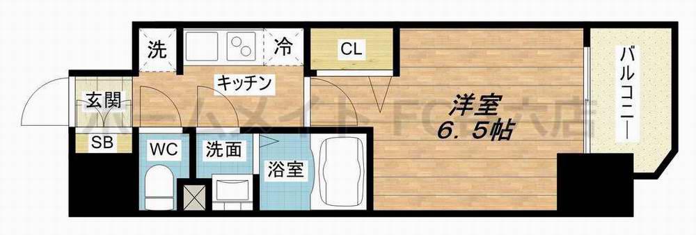 プレサンスOSAKA DOMECITYビーツ(1K/9階)の間取り写真