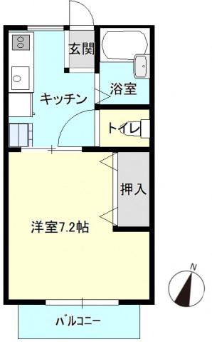 コウモトヒルズA(1K/2階)の間取り写真