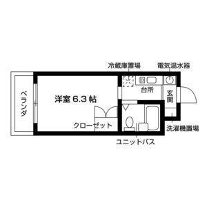 ピュアハウス(ワンルーム/1階)の間取り写真