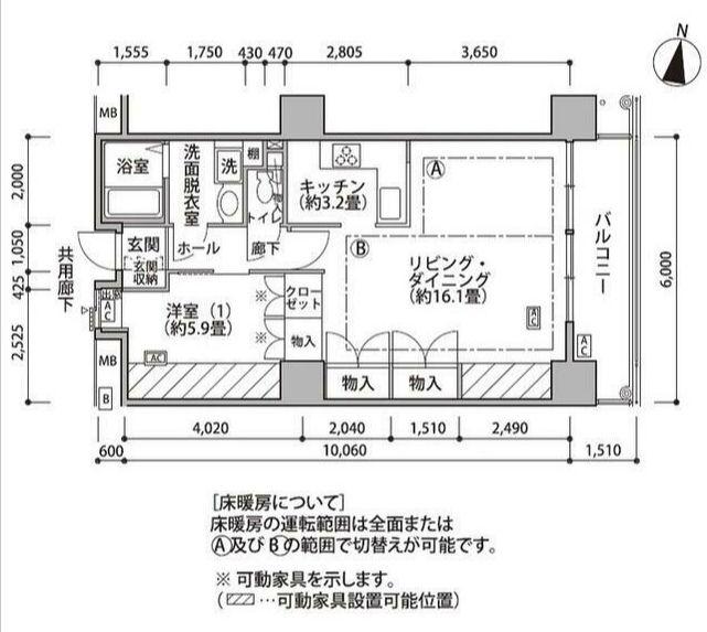 東雲キャナルコートCODAN18号棟(1LDK/3階)の間取り写真