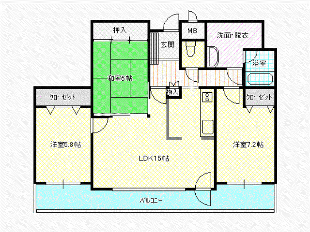シャトーム中央町(3LDK/7階)の間取り写真