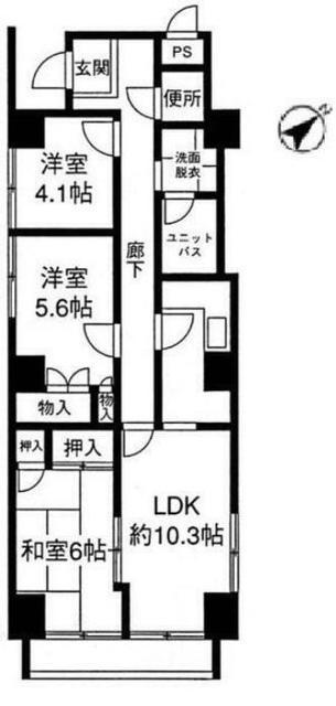 グランドール武戸野(3LDK/9階)の間取り写真