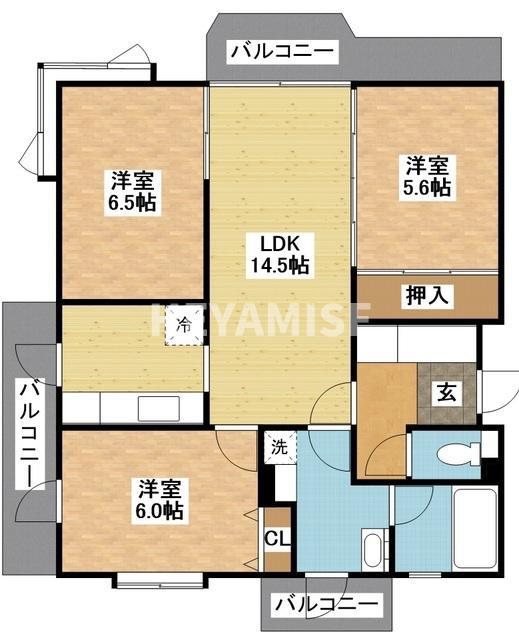SHU小ケ倉(3LDK/4階)の間取り写真