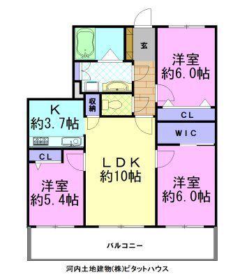 サーパス元今泉中央(3LDK/2階)の間取り写真