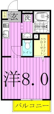 エントピアB(1K/1階)の間取り写真
