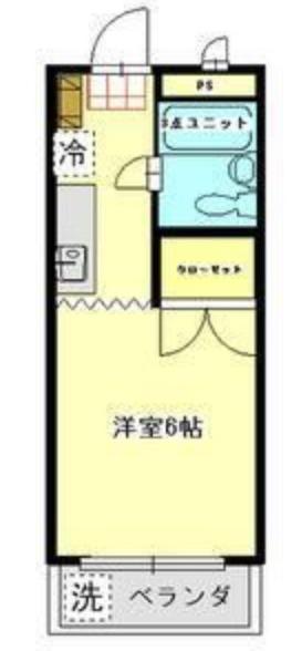 ファミール北野B(1K/2階)の間取り写真