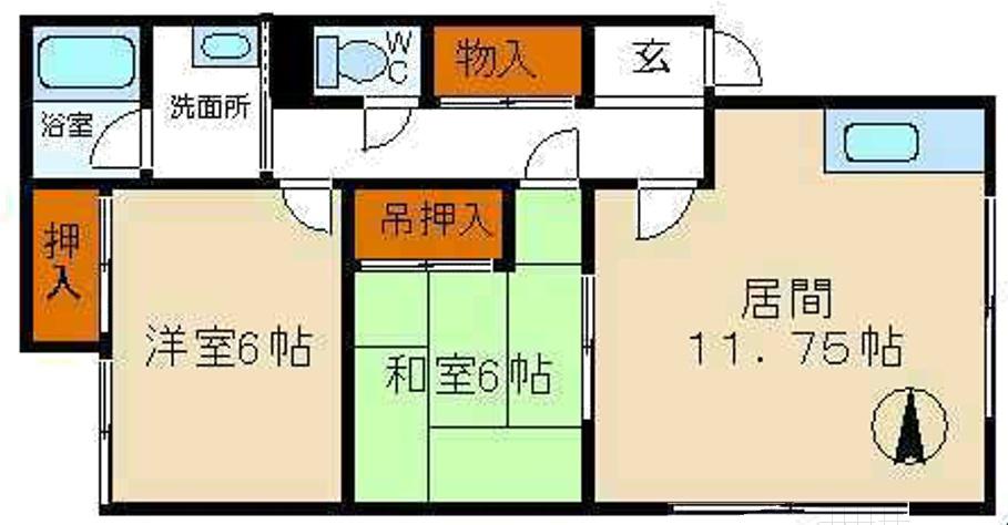拓北グリーンハイツ(2LDK/1階)の間取り写真