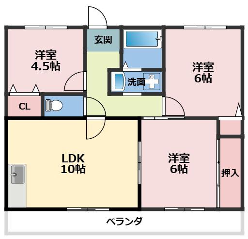 クレールコート(3LDK/1階)の間取り写真