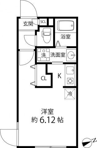 BRANCHE神楽坂(ワンルーム/3階)の間取り写真