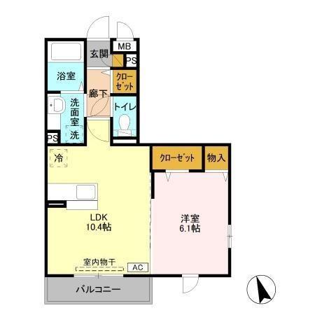 ウィステリア(1LDK/2階)の間取り写真