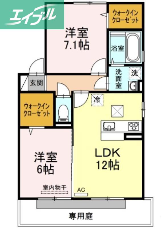 第1ジュネス芳泉(2LDK/1階)の間取り写真
