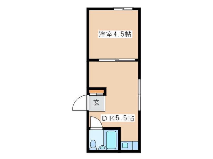 ポミエ美園(1DK/2階)の間取り写真