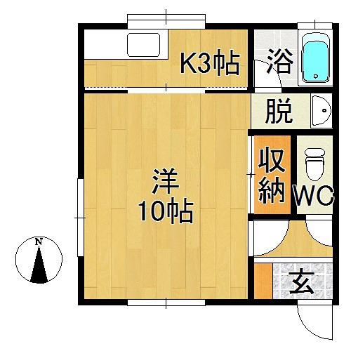 チェリーパーク城西 E(1K/1階)の間取り写真