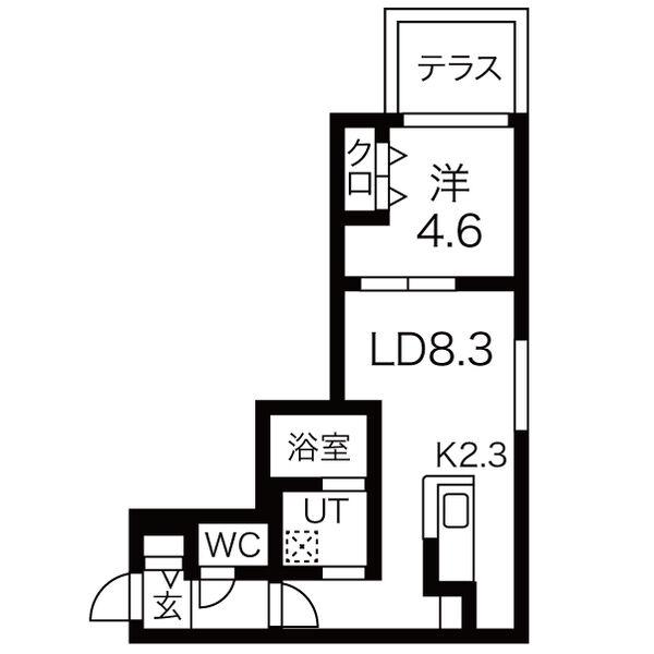 ASTER SOLANA(1LDK/1階)の間取り写真
